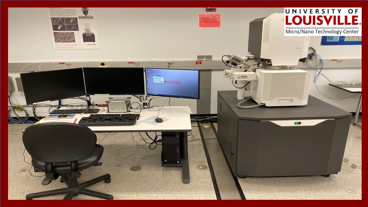 The Huson Imaging & Characterization laboratory contains the new Thermo-Fisher Scientific Apreo C Scanning Electron Microscope, scanning probe and an infrared thermal imaging microscope.